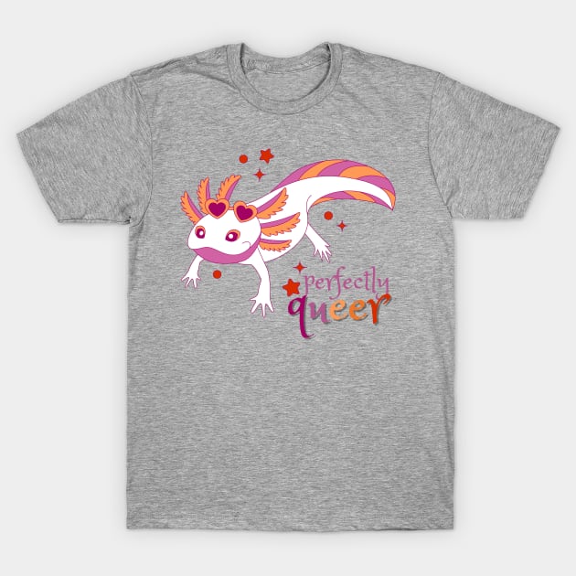 Lesbian Pride Axolotl T-Shirt by Nerd Trinkets